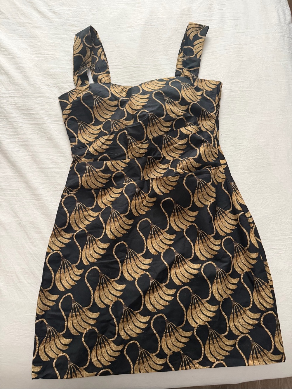 FARM Rio Black Dress with Gold Botanical Print - Picture 3 of 8